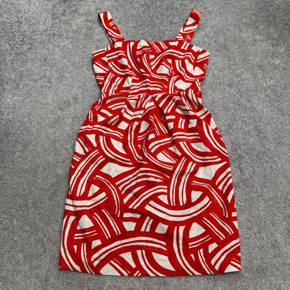 Banana Republic Abstract Sheath Dress Women 2 Red Geometric Textured Sleeveless